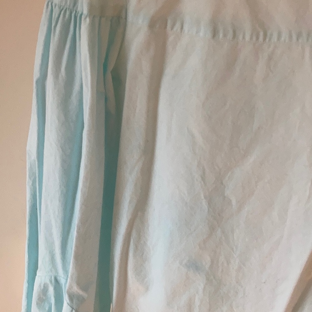 Hand Dyed Sky Blue Cotton Poet Blouse - Picture 2 of 4